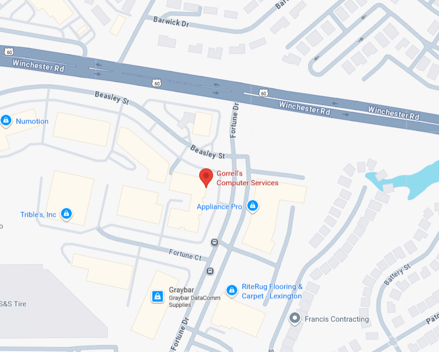 Map to Gorrell's Computer Services - 2331 Fortune Dr Suite 230, Lexington, KY 40509